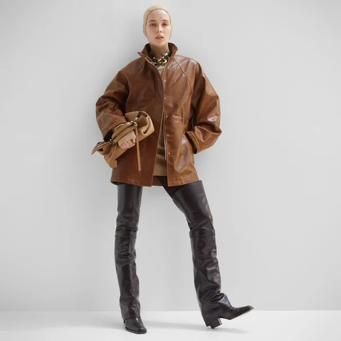 Fendi Boots and Ankle Boots Fendi Show Burgundy Leather Mediumheeled Thighhigh Boots 8211 Women