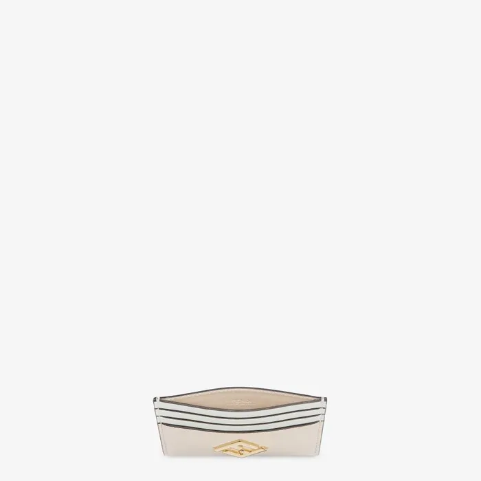 Fendi Card Holders FF Diamonds Card Case White Leather Flat Card Holder 8211 Women