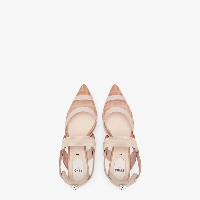 Fendi Colibr Colibr Nude Leather And Pink Mesh Slingbacks With Medium Heel 8211 Women