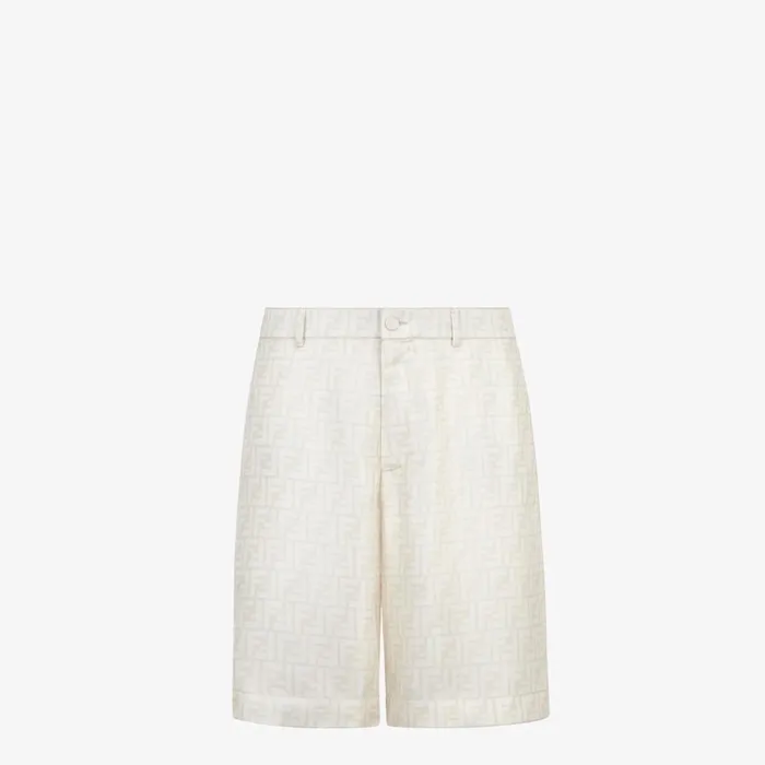 Fendi Coordinated Sets Bermudas White FF Silk Shorts 8211 Men