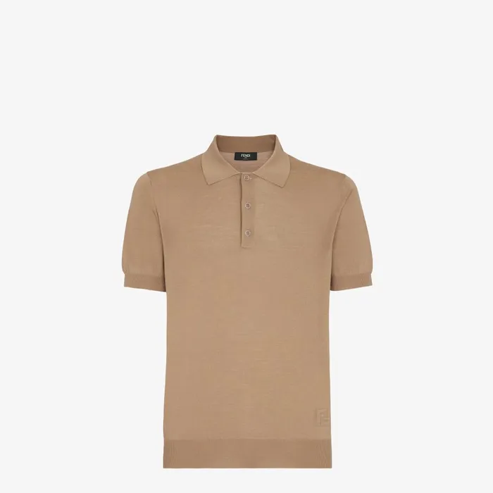 Fendi Coordinated Sets Polo Shirt Light Brown Wool Polo Shirt 8211 Men