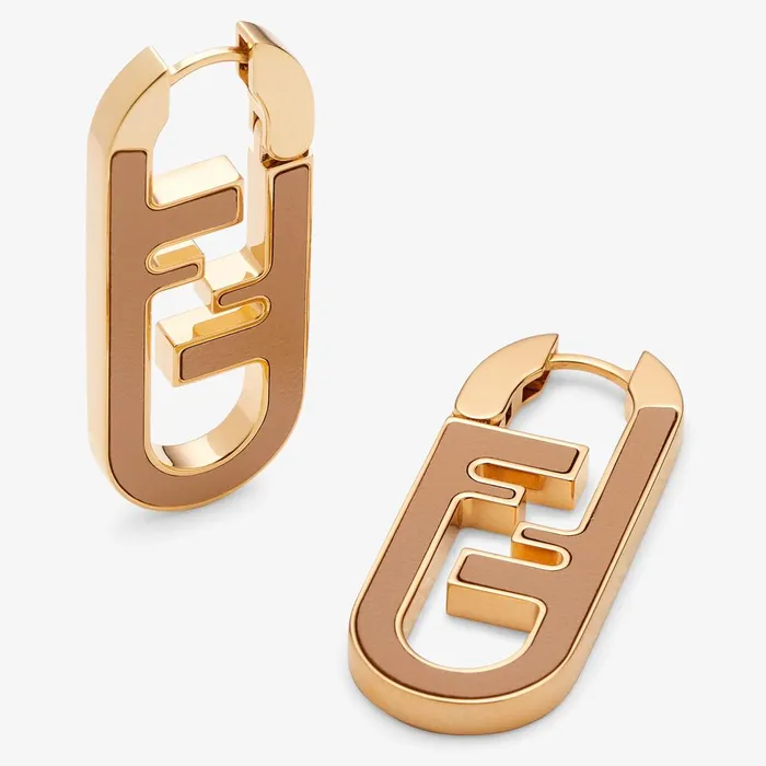 Fendi Earrings Fendi O039Lock Earrings Goldcolored Metal And Beige Leather Earrings 8211 Women