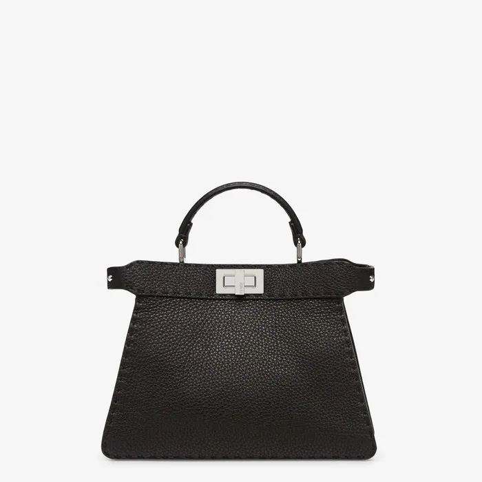 Fendi Essentials For Women Peekaboo ISeeU Small Black Selleria Bag With 1254 Handsewn Topstitches 8211 Women Fendi Essentials For Women Peekaboo ISeeU Small Black Selleria Bag With 1254 Handsewn Topstitches 8211 Women