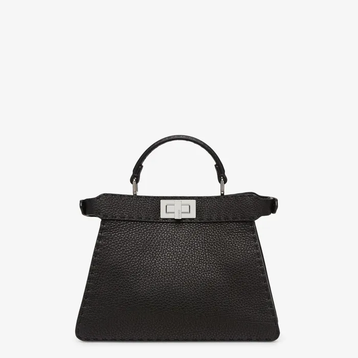 Fendi Essentials For Women Peekaboo ISeeU Small Black Selleria Bag With 1254 Handsewn Topstitches 8211 Women