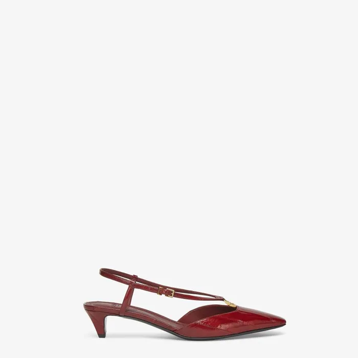 Fendi FFold Fendi FFold Red Eel Leather Lowheeled Slingbacks 8211 Women