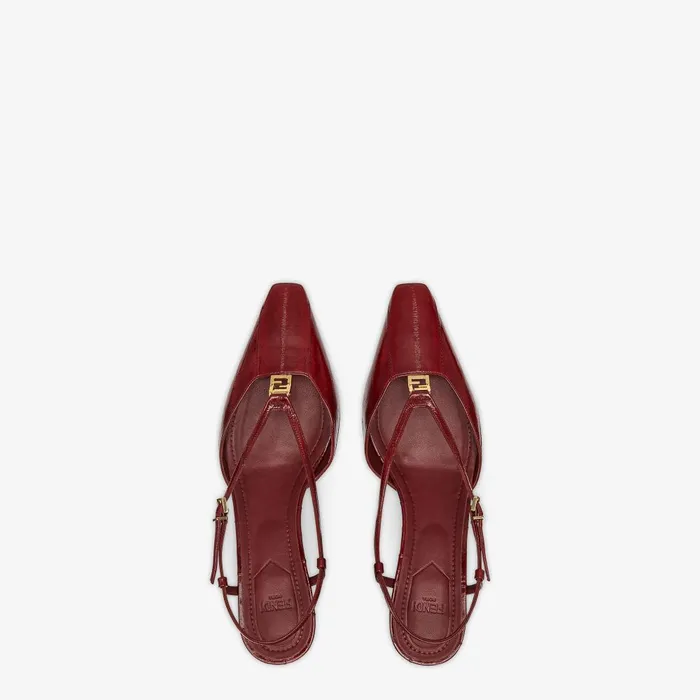 Fendi FFold Fendi FFold Red Eel Leather Lowheeled Slingbacks 8211 Women