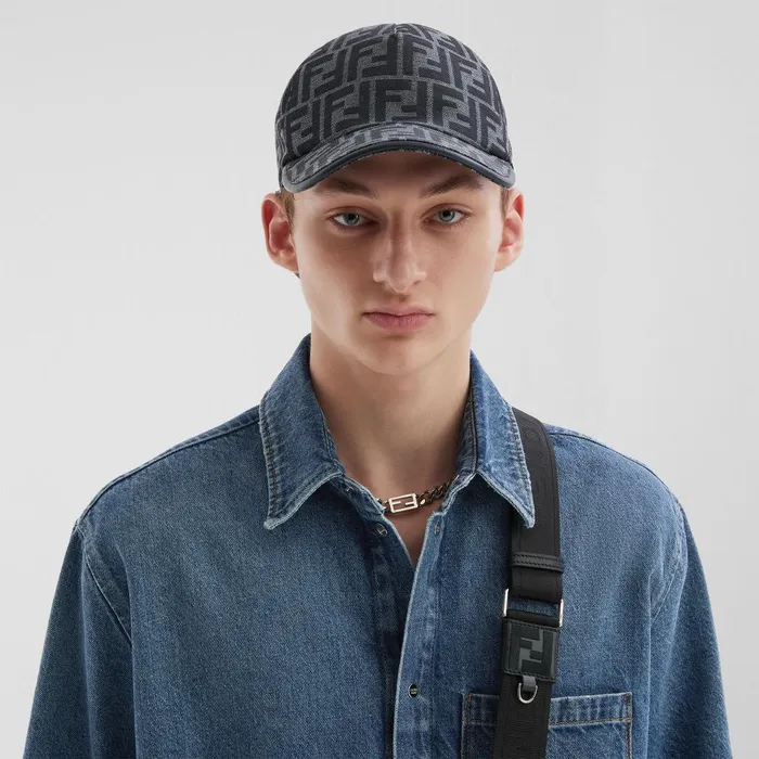 Fendi Hats and Gloves Hat Blue FF Jacquard Baseball Cap 8211 Men