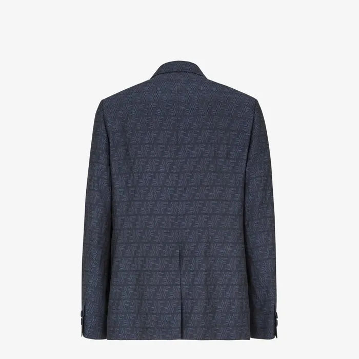 Fendi Jackets and Suits Jacket Blue FF Labyrinth Jacquard Blazer 8211 Men