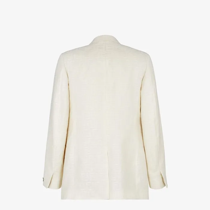Fendi Jackets and Suits Jacket White FF Cotton And Linen Blazer 8211 Men