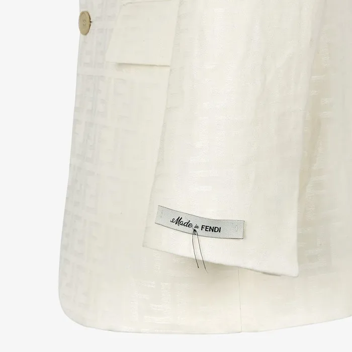 Fendi Jackets and Suits Jacket White FF Cotton And Linen Blazer 8211 Men