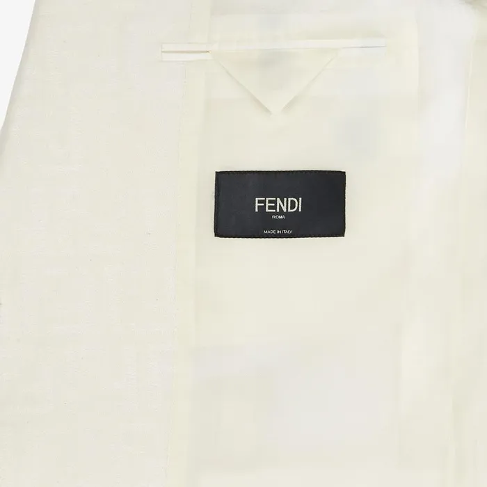 Fendi Jackets and Suits Jacket White FF Cotton And Linen Blazer 8211 Men