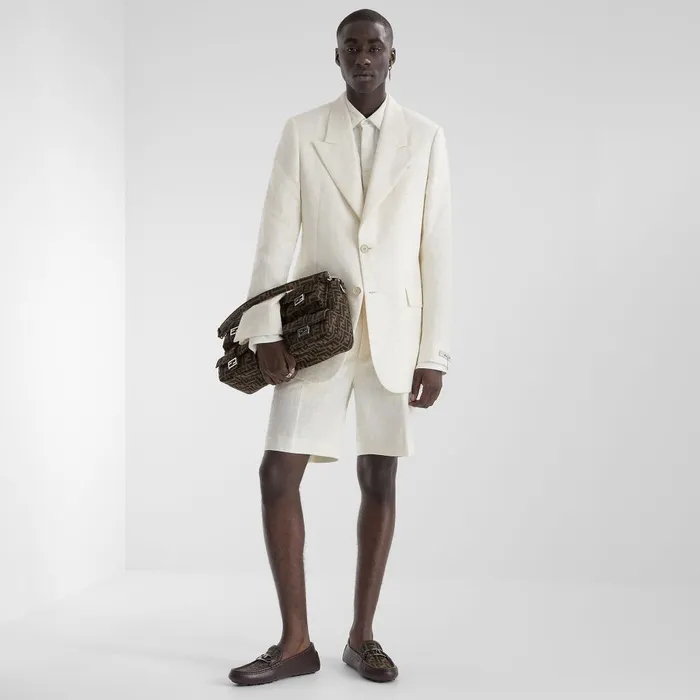 Fendi Jackets and Suits Jacket White FF Cotton And Linen Blazer 8211 Men