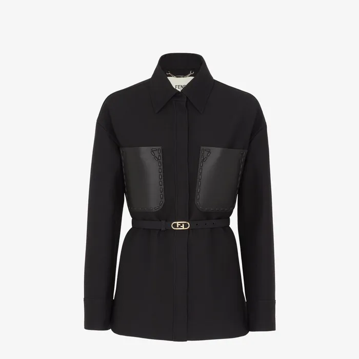 Fendi Jackets Jacket Black Wool And Silk GoTo Jacket 8211 Women