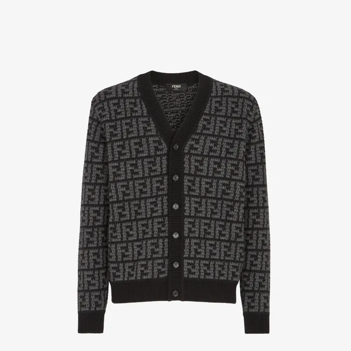 Fendi Knitwear Cardigan Black Cashmere Cardigan 8211 Men