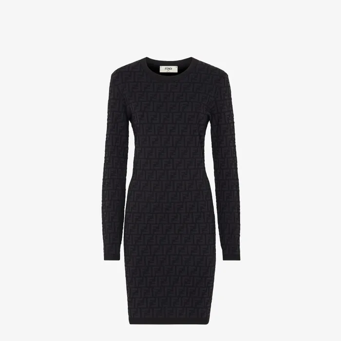 Fendi Knitwear Dress Black Viscose Dress 8211 Women