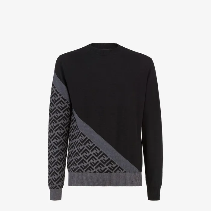 Fendi Knitwear Sweater Black Wool Sweater 8211 Men