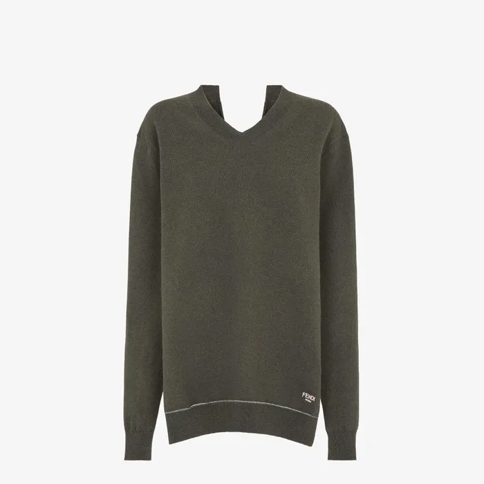 Fendi Knitwear Sweater Dark Green Cashmere Pullover 8211 Women
