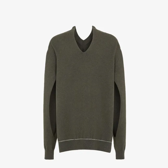 Fendi Knitwear Sweater Dark Green Cashmere Pullover 8211 Women