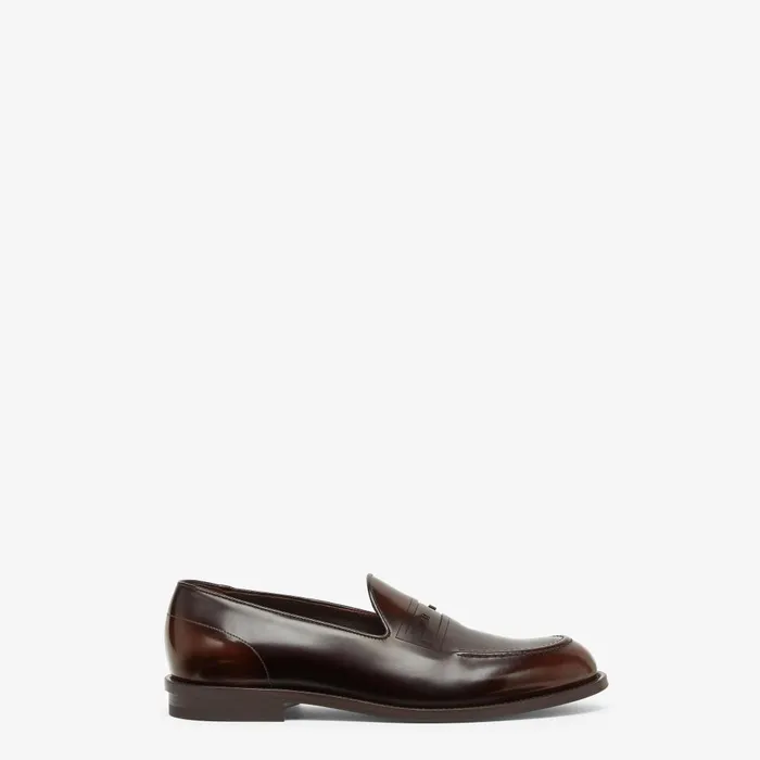 Fendi Loafers and Drivers Baguette Loafers Brown Leather Loafers 8211 Men
