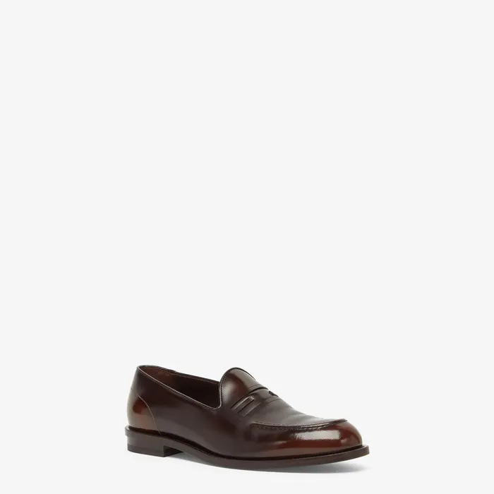Fendi Loafers and Drivers Baguette Loafers Brown Leather Loafers 8211 Men