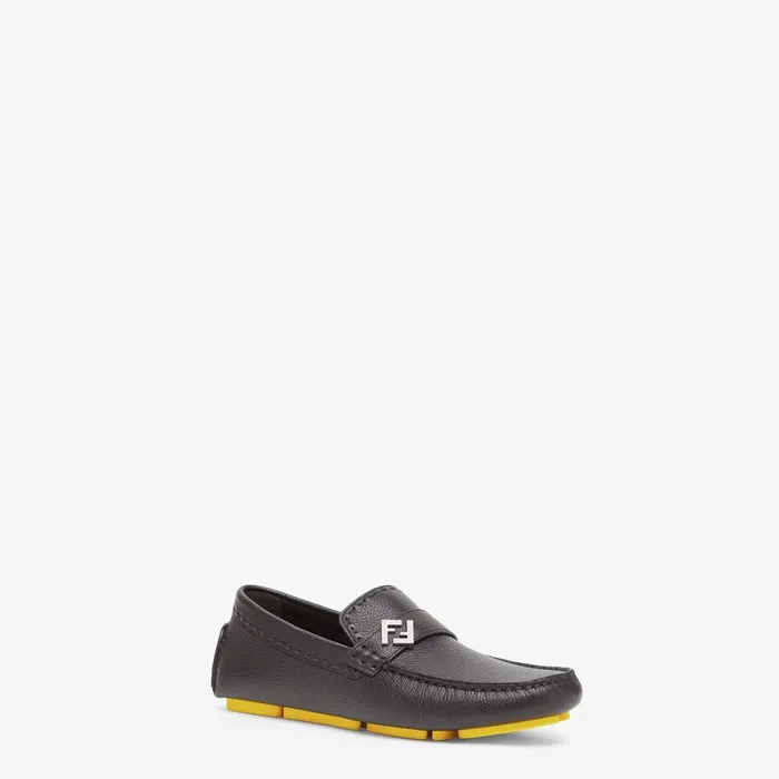 Fendi Loafers and Drivers FF Squared Drivers Black Leather Driver Loafers 8211 Men