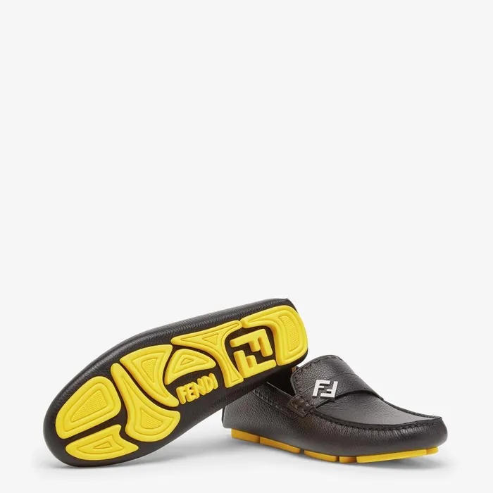 Fendi Loafers and Drivers FF Squared Drivers Black Leather Driver Loafers 8211 Men