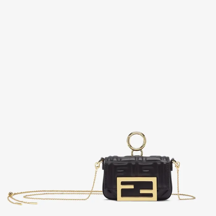 Fendi Miniature Bags Nano Baguette Charm Black Nappa Leather Charm 8211 Women