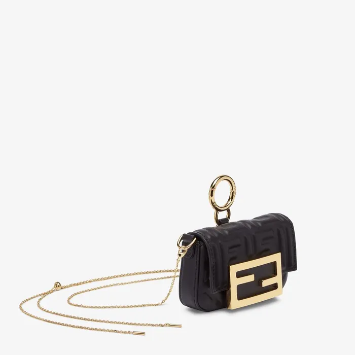 Fendi Miniature Bags Nano Baguette Charm Black Nappa Leather Charm 8211 Women
