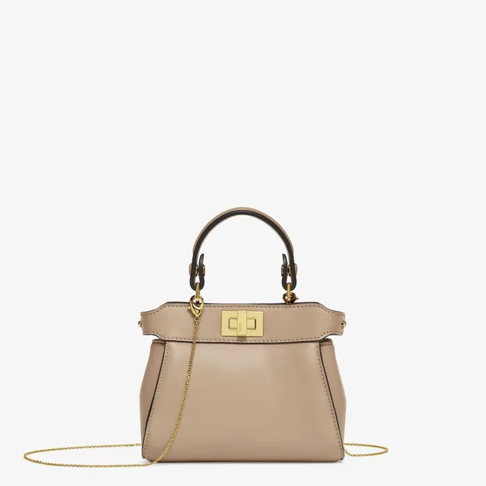 Fendi Miniature Bags Nano Peekaboo Dove Gray Nappa Leather Miniature Bag 8211 Women