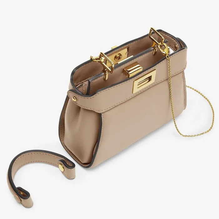 Fendi Miniature Bags Nano Peekaboo Dove Gray Nappa Leather Miniature Bag 8211 Women