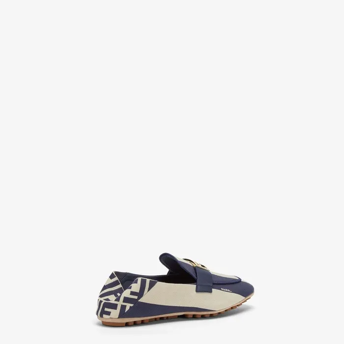 Fendi Mocassins and Loafers Baguette Blue Canvas Loafers 8211 Women