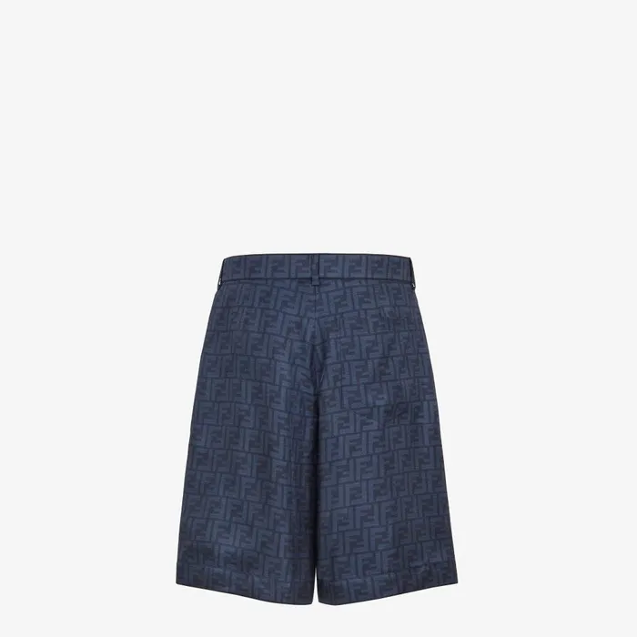 Fendi Pants and Shorts Bermudas Short Pants In Blue FF Silk 8211 Men