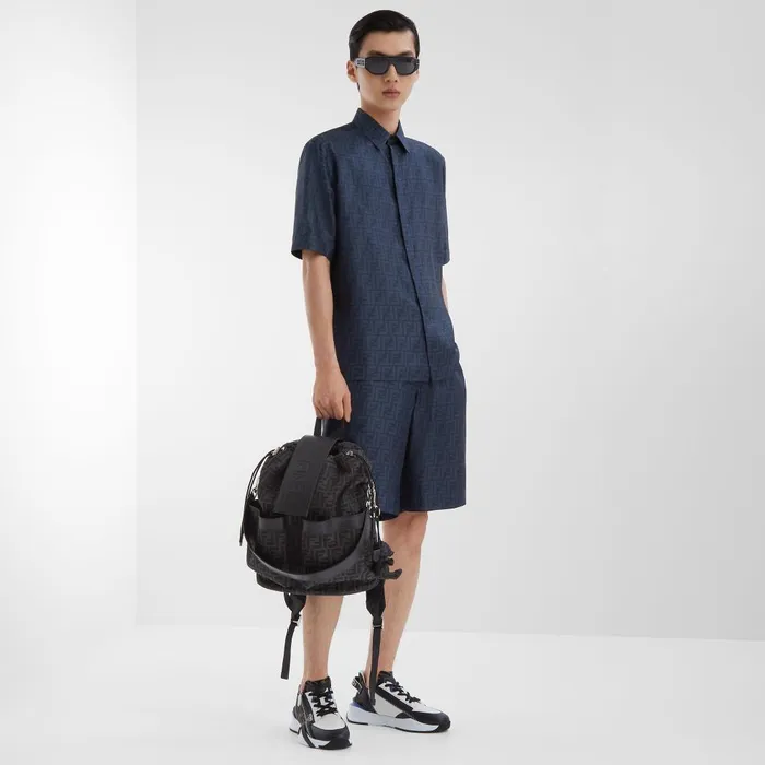 Fendi Pants and Shorts Bermudas Short Pants In Blue FF Silk 8211 Men