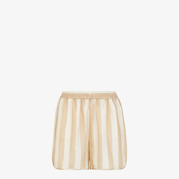 Fendi Pants and Shorts Shorts Short Pants In Beige Pequin Silk 8211 Women