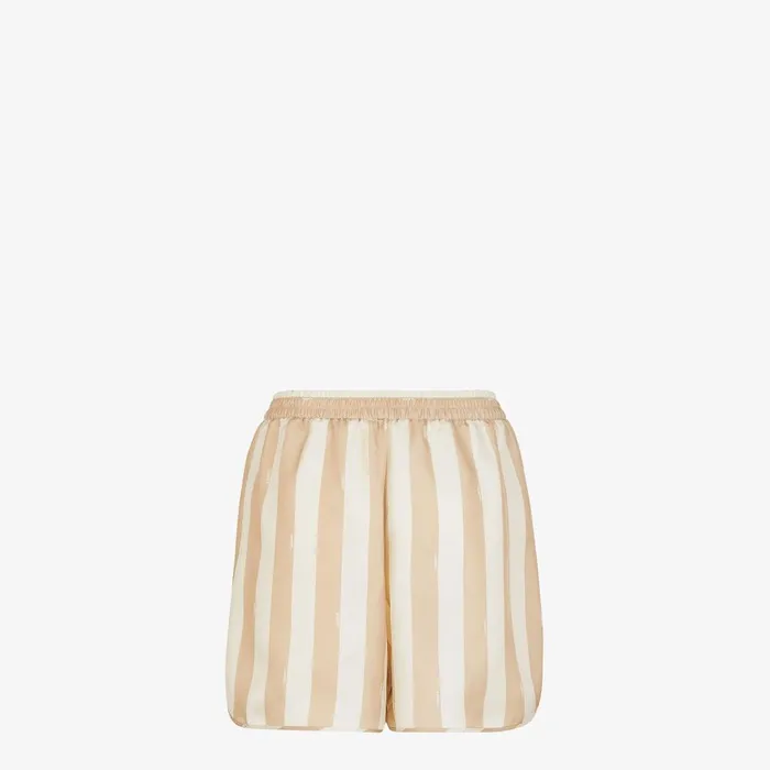 Fendi Pants and Shorts Shorts Short Pants In Beige Pequin Silk 8211 Women