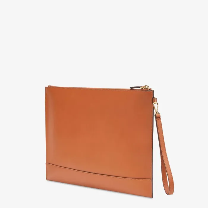 Fendi Pouches Fendi Roma Flat Pouch Large Brown Leather Pouch 8211 Women