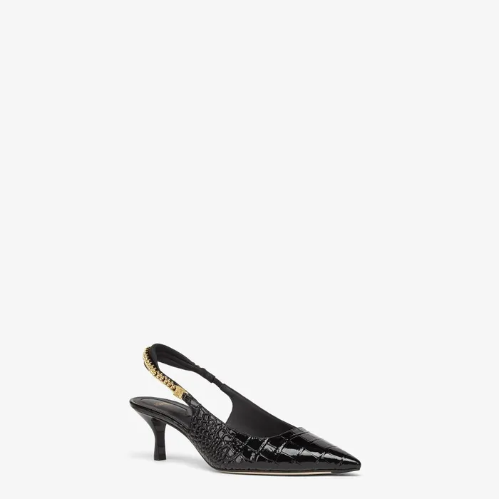 Fendi Pumps and Slingbacks Colibr Lite Black Leather Mediumheeled Slingbacks 8211 Women