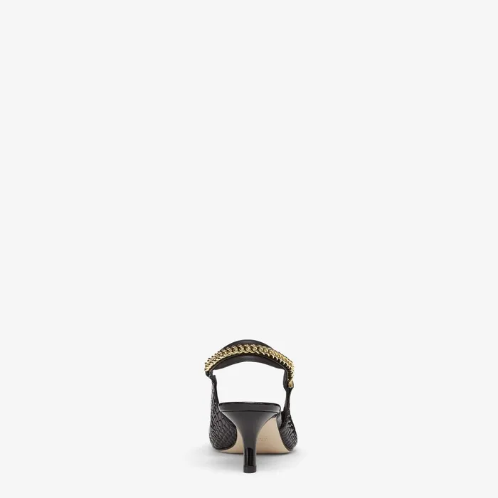 Fendi Pumps and Slingbacks Colibr Lite Black Leather Mediumheeled Slingbacks 8211 Women