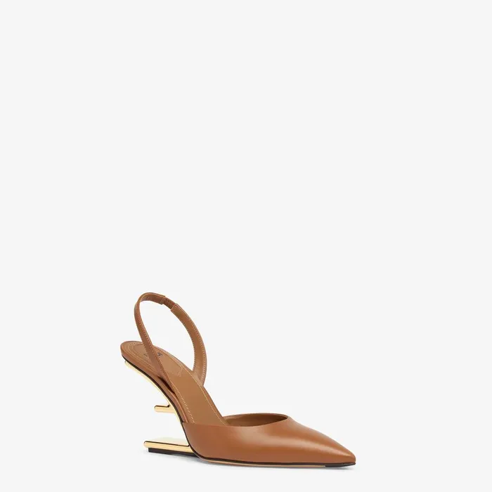 Fendi Pumps and Slingbacks Fendi First Brown Leather Highheeled Slingbacks 8211 Women