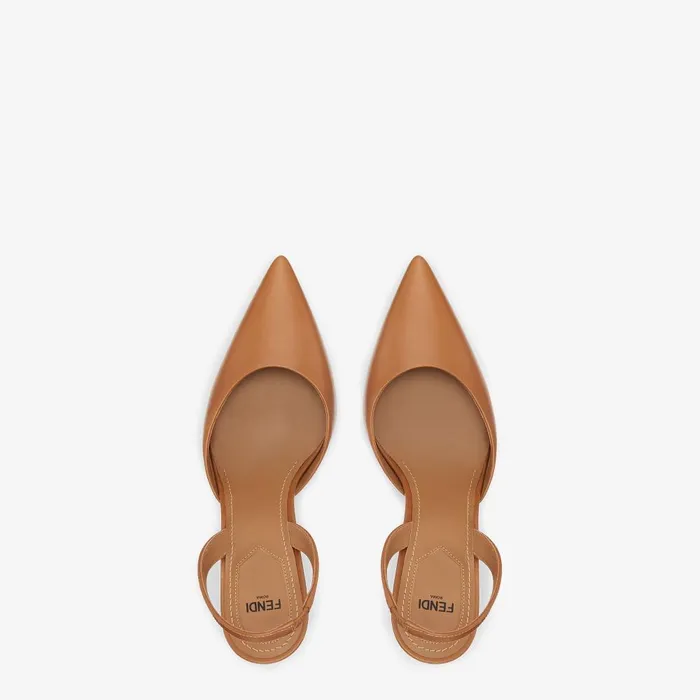 Fendi Pumps and Slingbacks Fendi First Brown Leather Highheeled Slingbacks 8211 Women