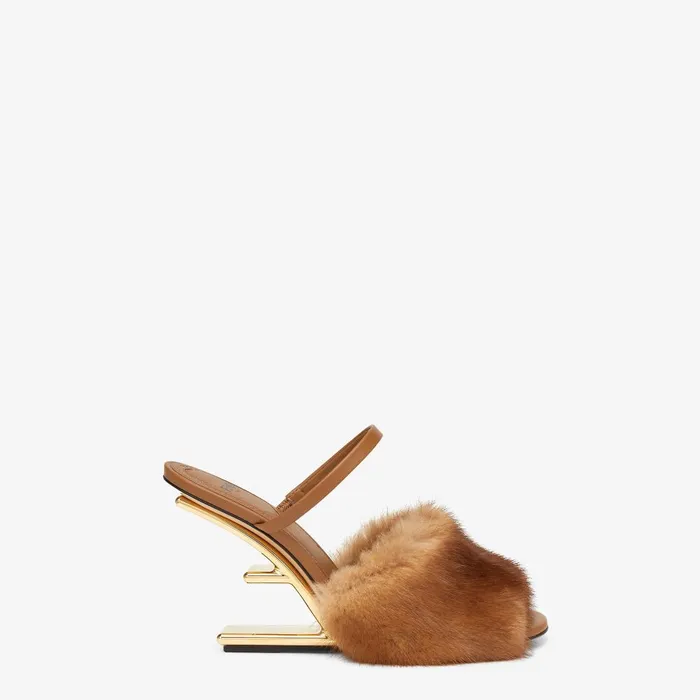 Fendi Pumps and Slingbacks Fendi First Brown Mink Highheeled Sandals 8211 Women Fendi Pumps and Slingbacks Fendi First Brown Mink Highheeled Sandals 8211 Women
