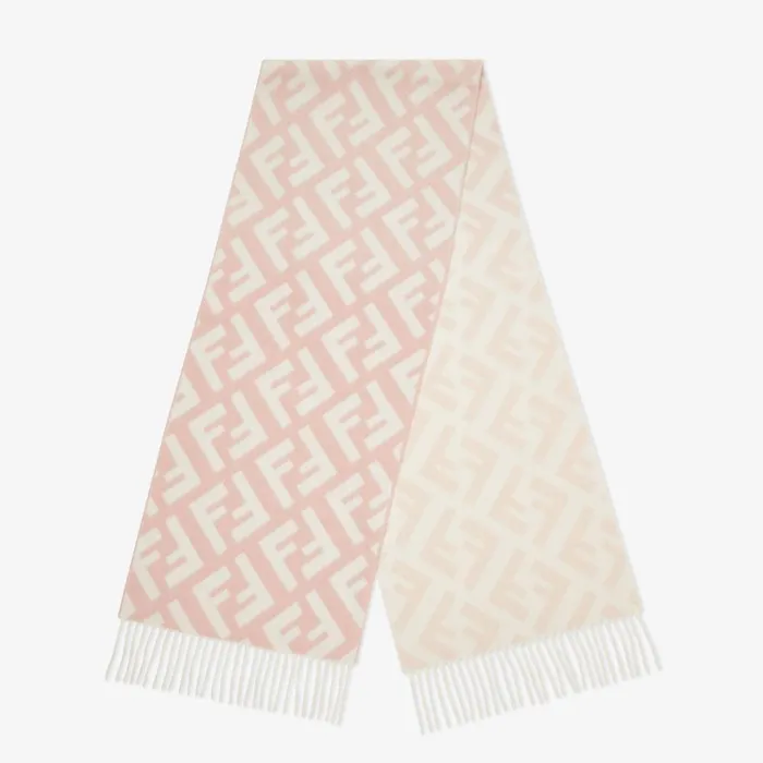 Fendi Scarves and Ponchos FF Scarf Pink Wool And Cashmere Scarf 8211 Women