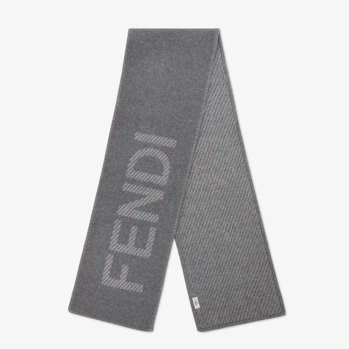 Fendi Scarves and Ponchos Scarf Gray Wool And Cashmere Scarf 8211 Women