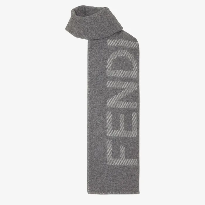 Fendi Scarves and Ponchos Scarf Gray Wool And Cashmere Scarf 8211 Women