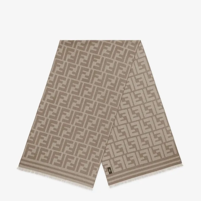 Fendi Scarves Scarf Dove Gray FF Jacquard Scarf 8211 Men
