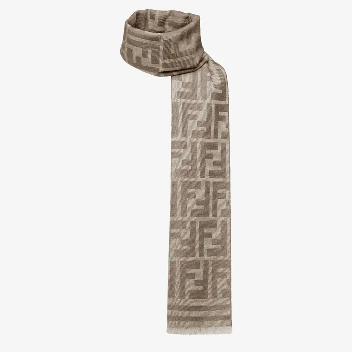 Fendi Scarves Scarf Dove Gray FF Jacquard Scarf 8211 Men