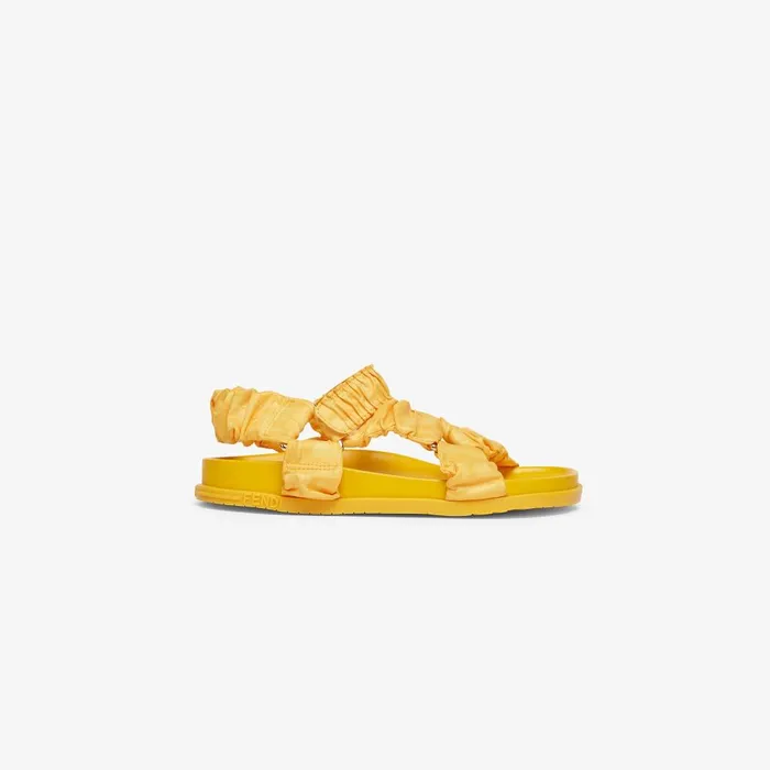 Fendi Shoes Junior Sandals Yellow Fabric Junior Sandals 8211 Kids