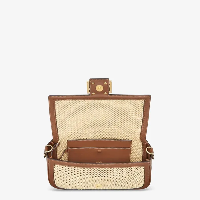 Fendi Shoulder and Crossbody Bags Baguette Brown Leather And Macram Bag 8211 Women