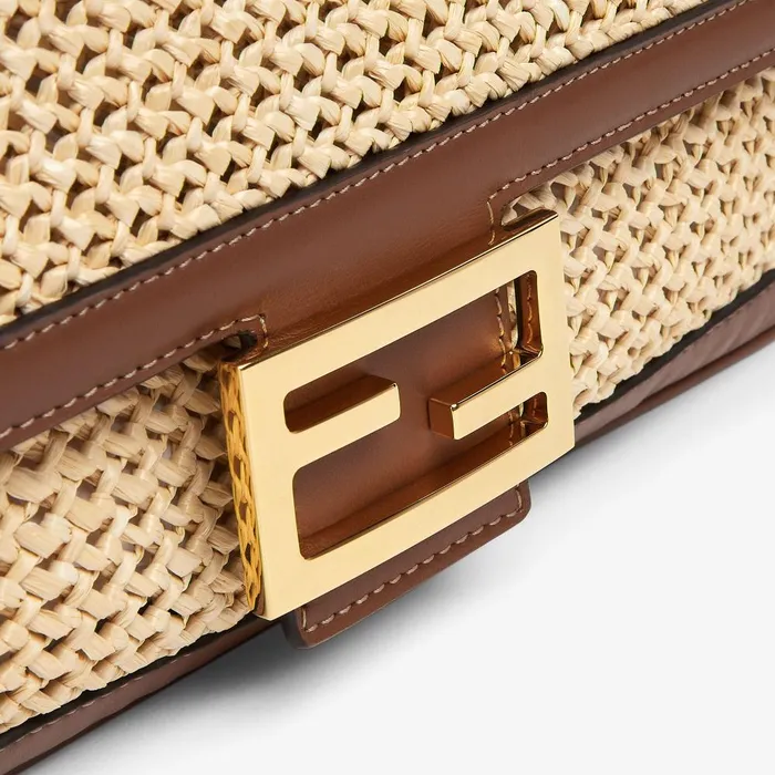 Fendi Shoulder and Crossbody Bags Baguette Brown Leather And Macram Bag 8211 Women