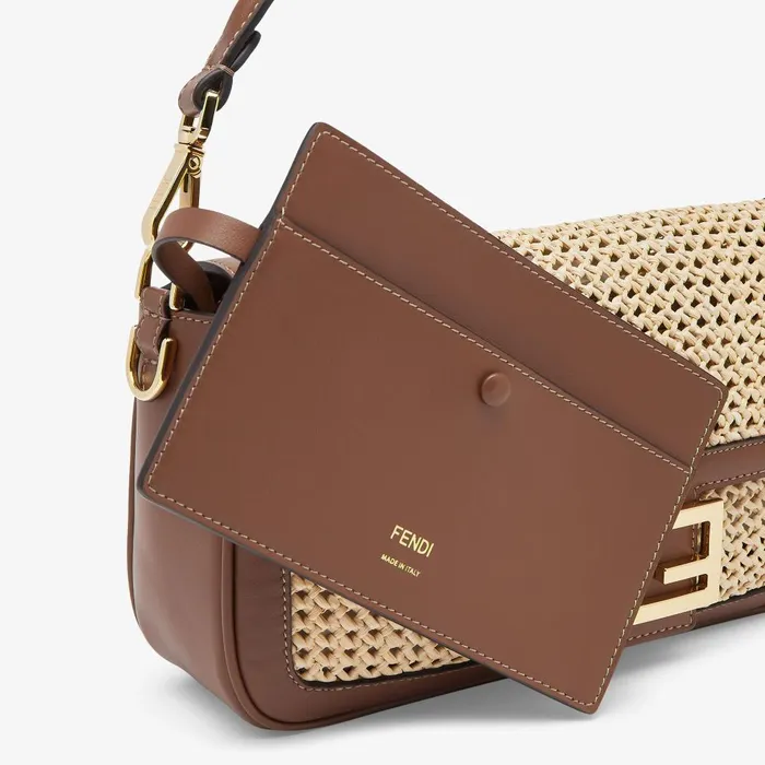 Fendi Shoulder and Crossbody Bags Baguette Brown Leather And Macram Bag 8211 Women